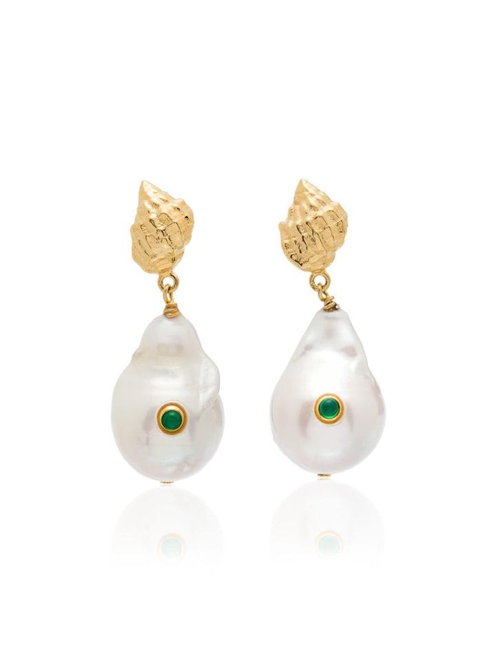 Anni Lu Baroque Shell Drop Earrings - Green