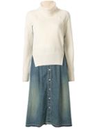 Sacai Knitted Jumper Dress - Neutrals