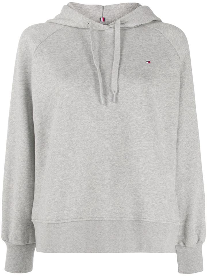 Tommy Hilfiger Logo Back Embroidered Hoodie - Grey