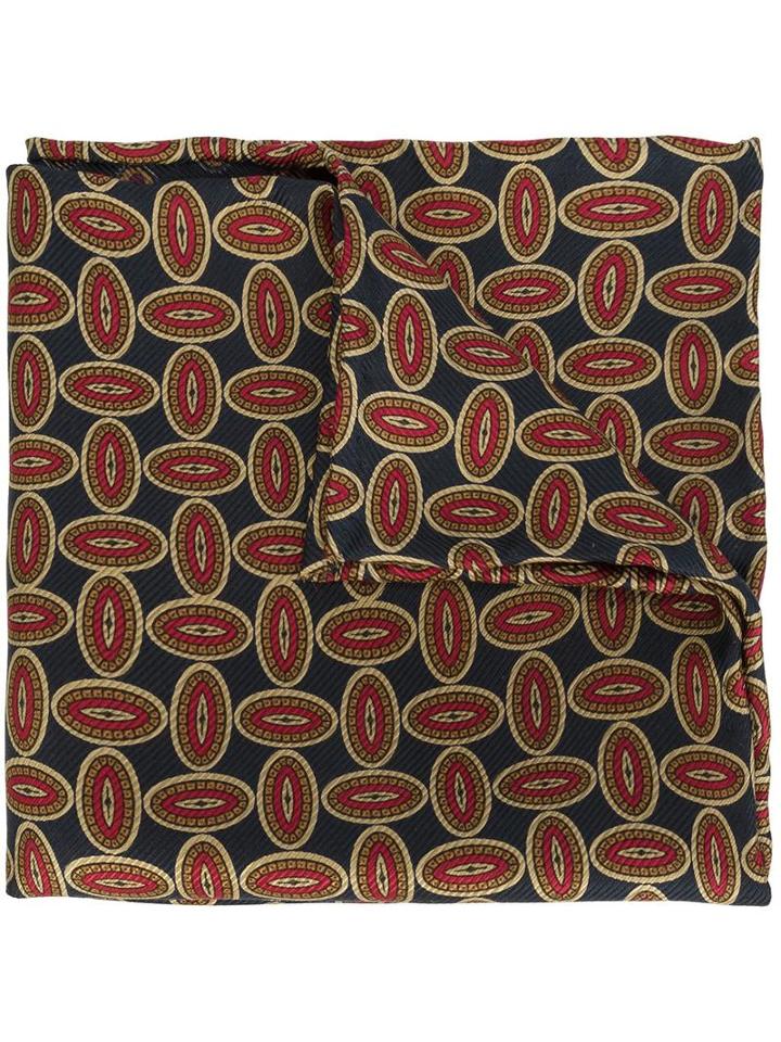 Simeone Napoli Oval Print Pocket Square, Men's, Red, Silk