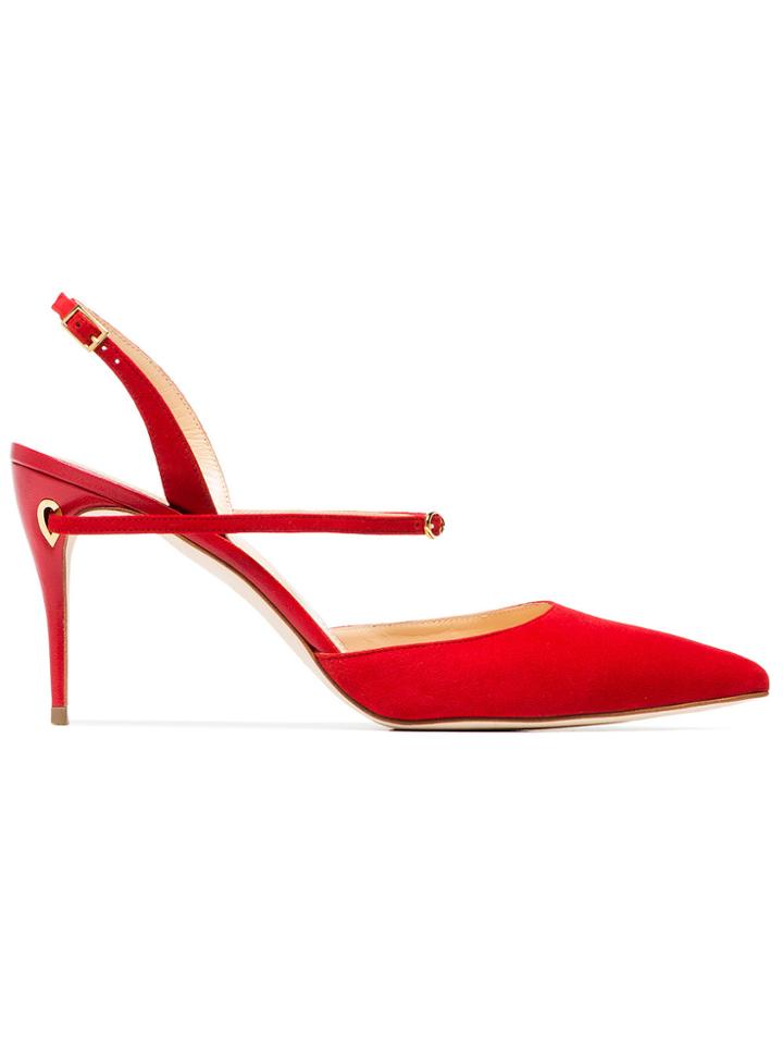 Jennifer Chamandi Red Vittorio 85 Suede Pumps
