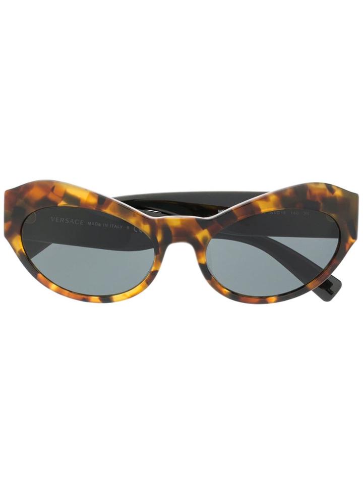 Versace Eyewear Embellished Sunglasses - Brown