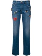 Ermanno Ermanno Embellished Patch Cropped Trousers - Blue