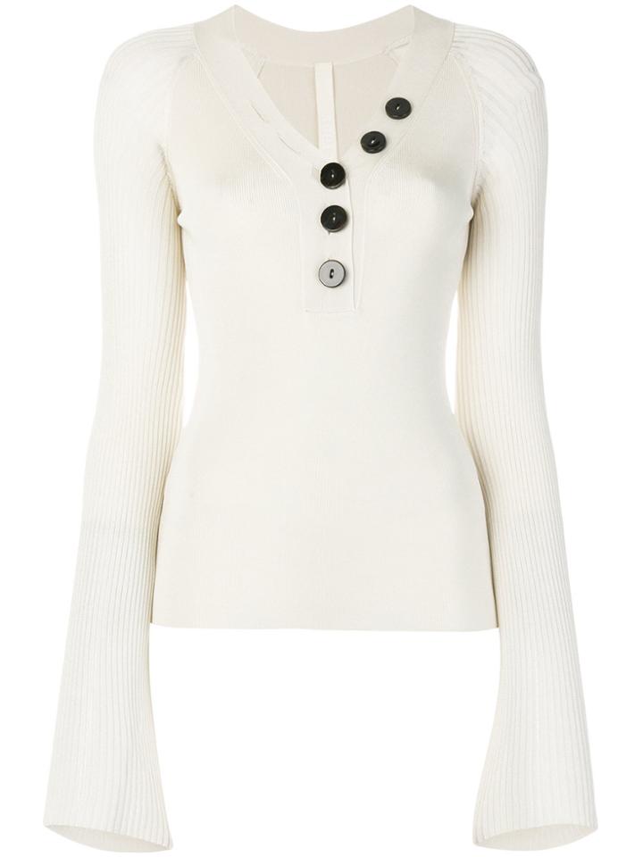 Petar Petrov V-neck Button Detail Top - White