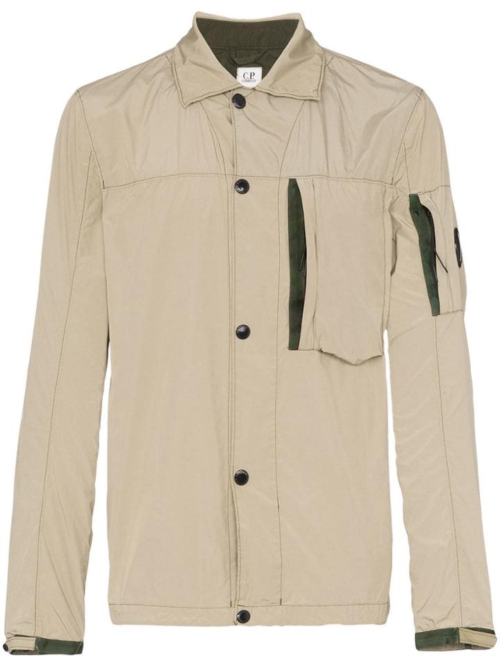 Cp Company Lens Sleeve Button Down Shirt Jacket - Neutrals