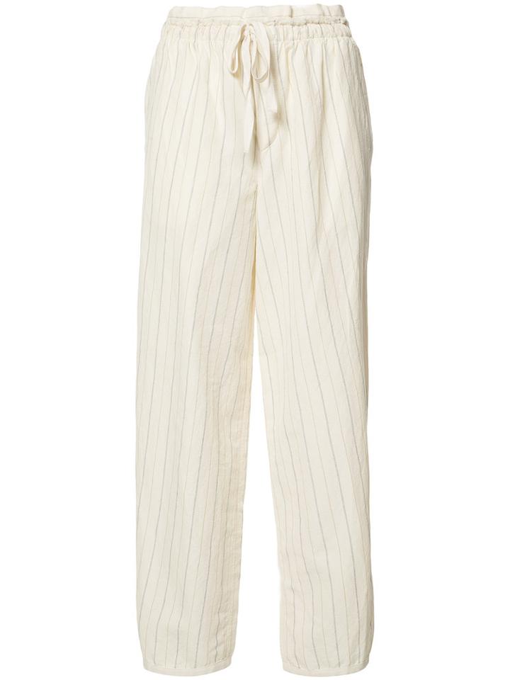 Loewe Striped Cropped Trousers, Women's, Size: Large, White, Cotton
