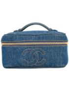 Chanel Pre-owned Denim Flat Cosmetic Bag - Blue