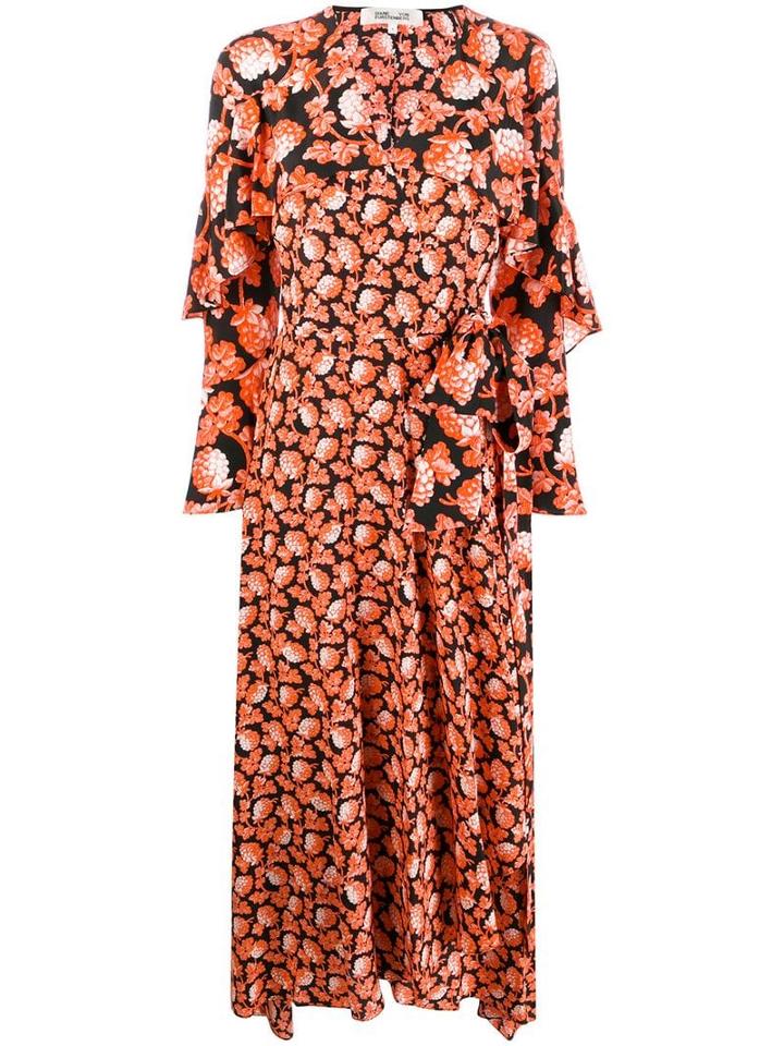 Diane Von Furstenberg Floral Print Wrap Dress - Black
