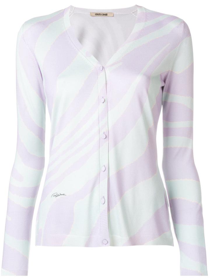 Roberto Cavalli Contrast Fitted Cardigan - Pink & Purple