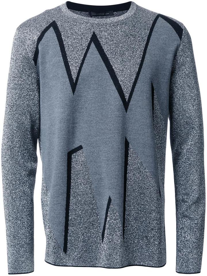 Christopher Kane Smashed Jacquard Sweater, Men's, Size: Small, Grey, Wool/polyester/metallic Fibre