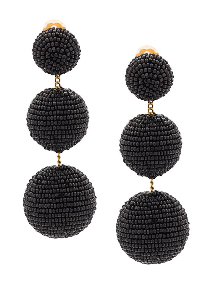 Rebecca De Ravenel Three Drop Beaded Earring - Black