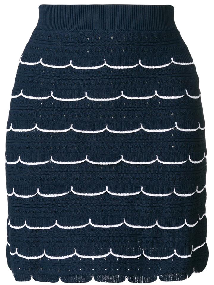 Sonia Rykiel Scallop Fitted Skirt - Blue