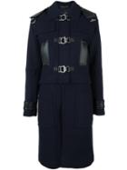Versace Convertible Leather Trimmed Coat, Women's, Size: 40, Blue, Viscose/cupro/wool/lamb Skin