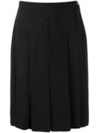 Chanel Pre-owned 1990's Silk Box Pleat Knee-length Skirt - Black
