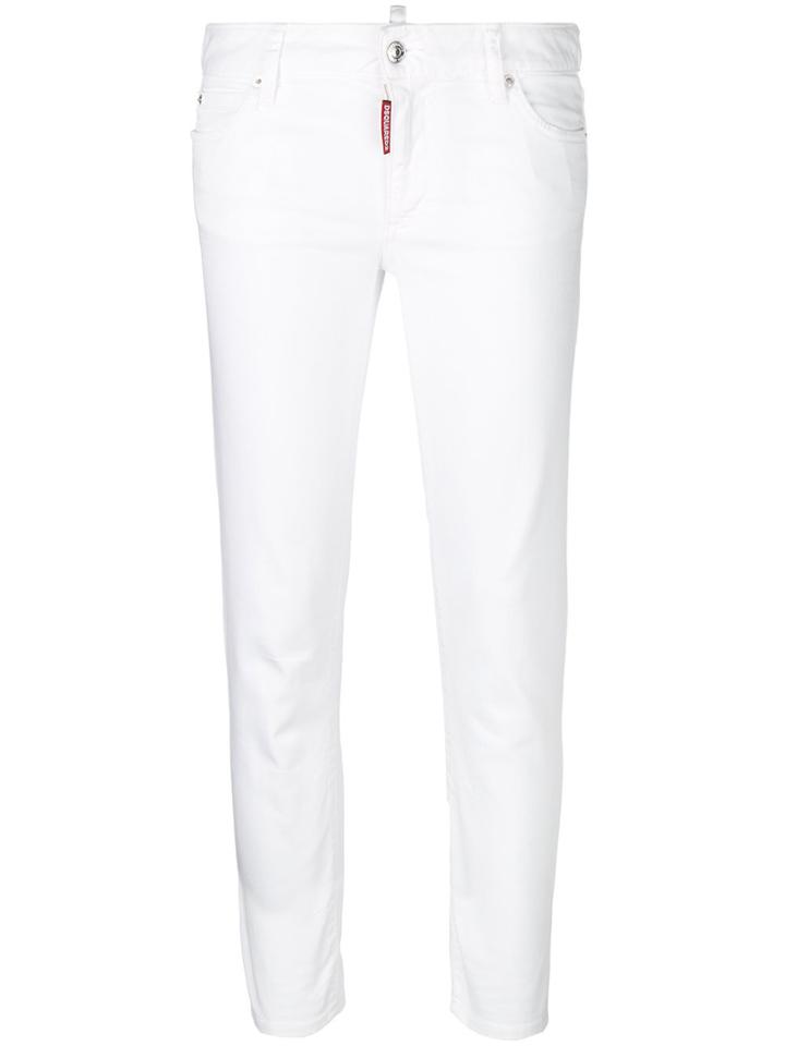 Dsquared2 Medium Waist Cropped Twiggy Jeans - White