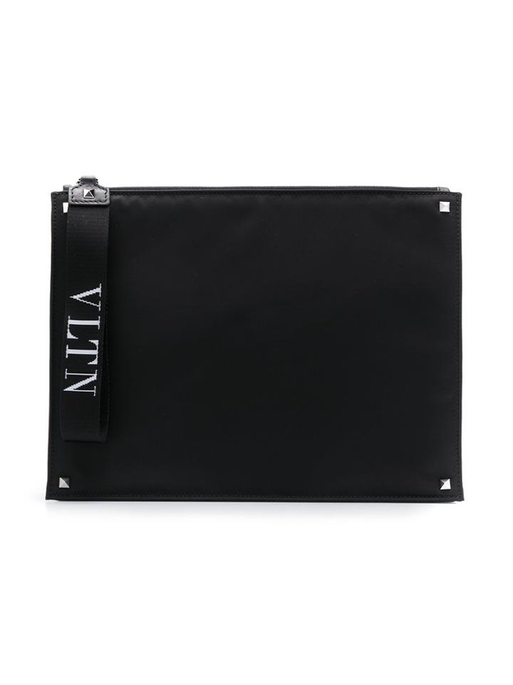 Valentino Vltn Strap Clutch - Black