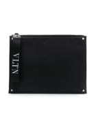 Valentino Vltn Strap Clutch - Black