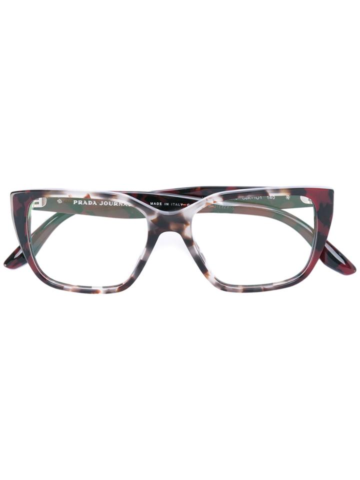Prada Eyewear Square Frame Glasses - Red