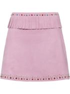Miu Miu Studded Suede Skirt - Pink