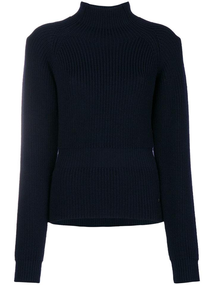 Fay Contrast Back Panel Jumper - Blue