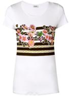Liu Jo Floral Stripe Detailed T-shirt - White