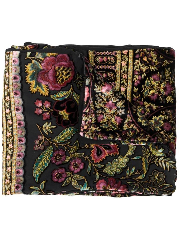 Etro Floral Brocade Scarf - Black