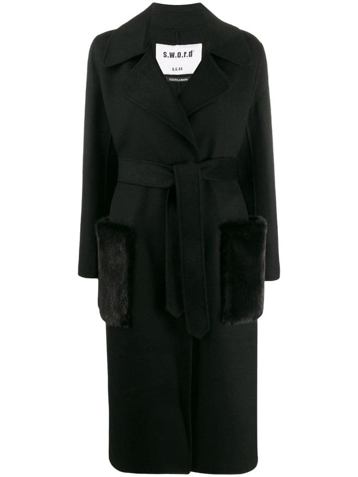 S.w.o.r.d 6.6.44 Belted Wrap Coat - Black