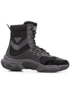 Diesel Mid-top Sneakers In Technical Fabric - Black