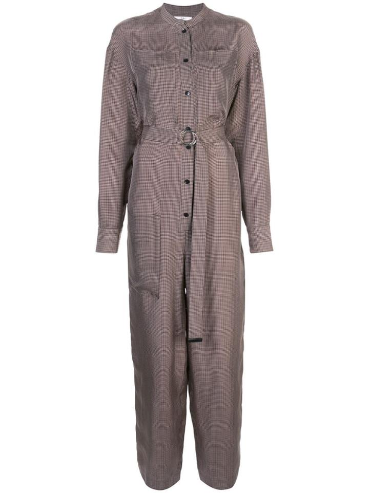 Tibi Walden Checked Jumpsuit - Brown