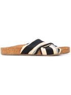 Figue Suki Striped Sandals - Black