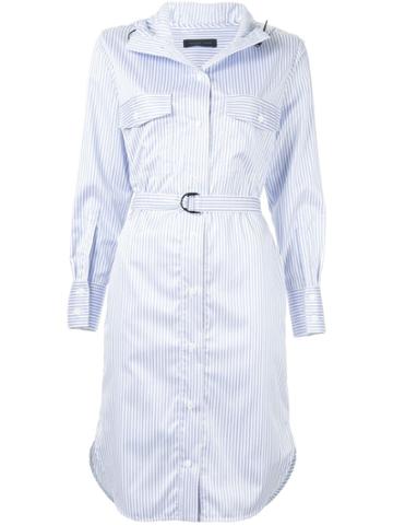 Eudon Choi Hooded Stripe Shirt Dress - Blue
