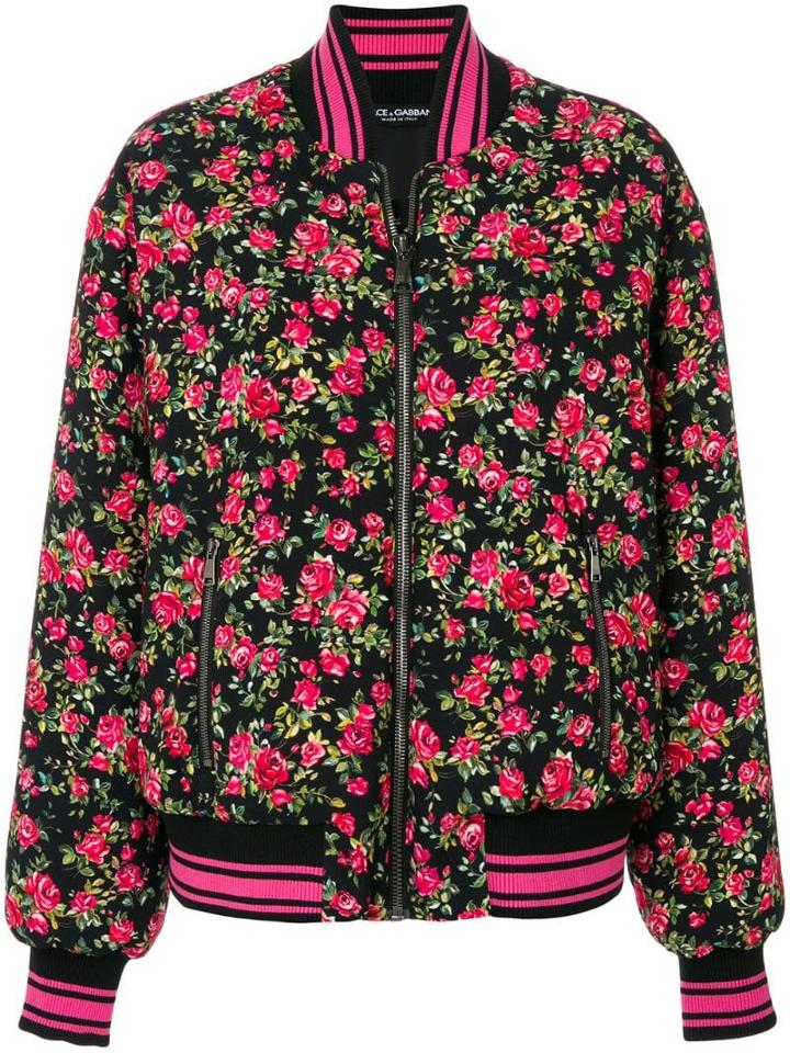 Dolce & Gabbana Floral Bomber Jacket - Purple