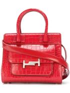 Tod's Double T Croc Embossed Tote - Red