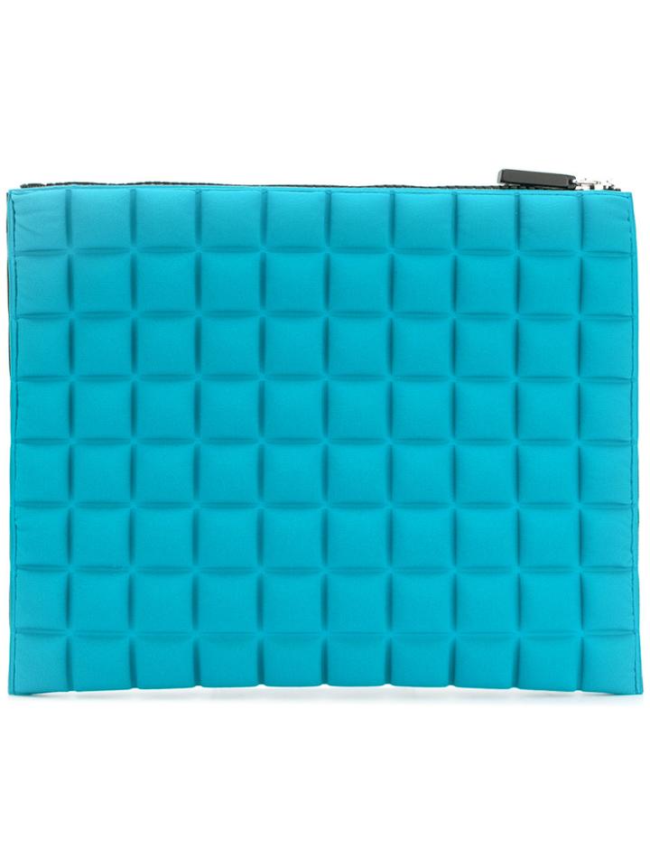 No Ka' Oi Medium Grid Textured Pouch - Blue