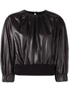 Drome Pleated Cropped Blouse, Women's, Size: Small, Black, Leather/polyamide/spandex/elastane/polyacrylic
