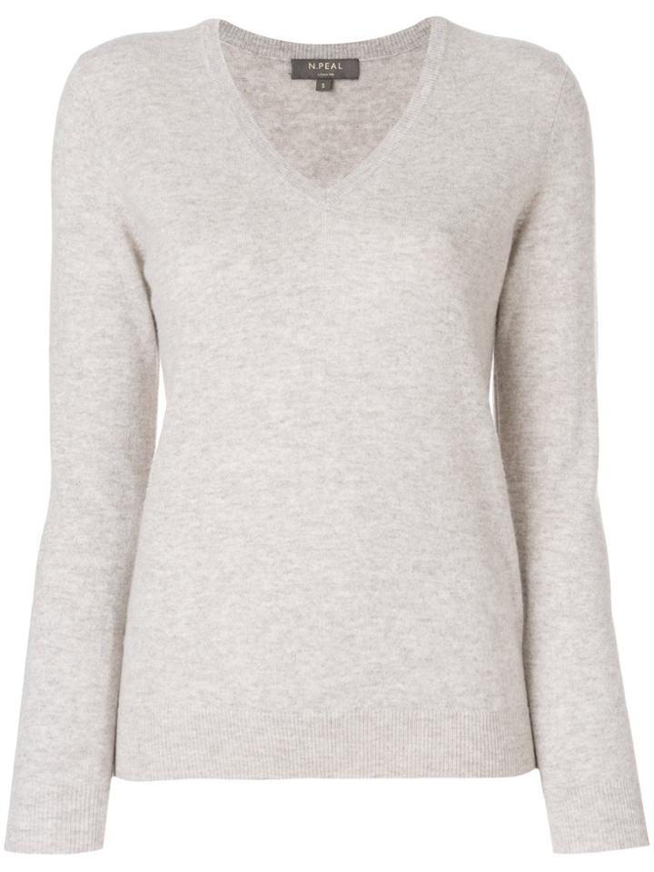 N.peal Cashmere V-neck Jumper - Nude & Neutrals