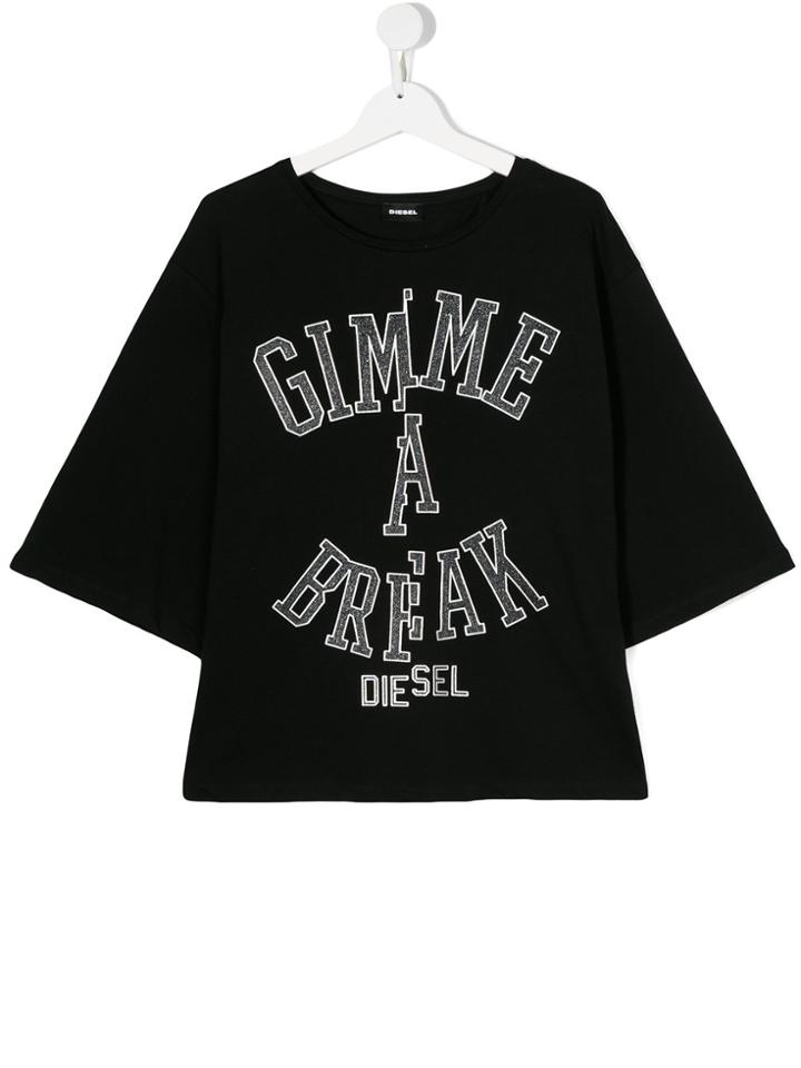 Diesel Kids Teen Gimme A Break T-shirt - Black