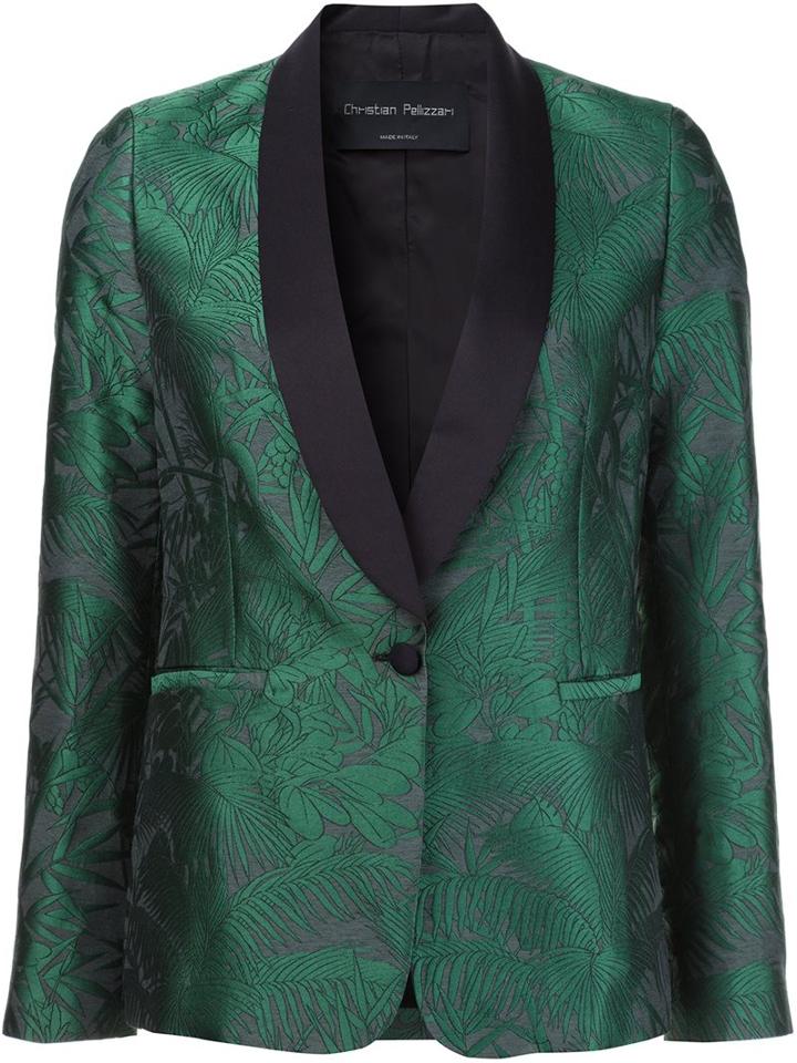 Christian Pellizzari Shawl Smoking Jacket, Women's, Size: 44, Green, Polyester/viscose