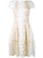 Talbot Runhof Floral Embroidered Dress - White
