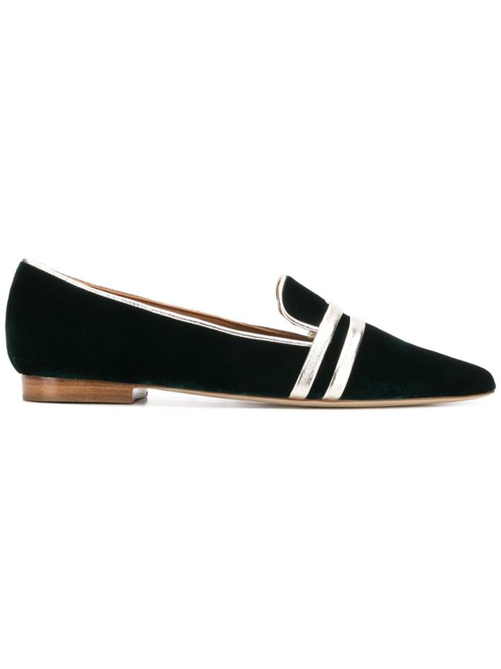 Malone Souliers Pointed Stripe Detail Mules - Green