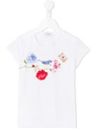 Monnalisa Floral Print T-shirt, Girl's, Size: 7 Yrs, White