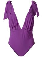 Carine Gilson V-neck Soft Bra Swimsuit - Purple