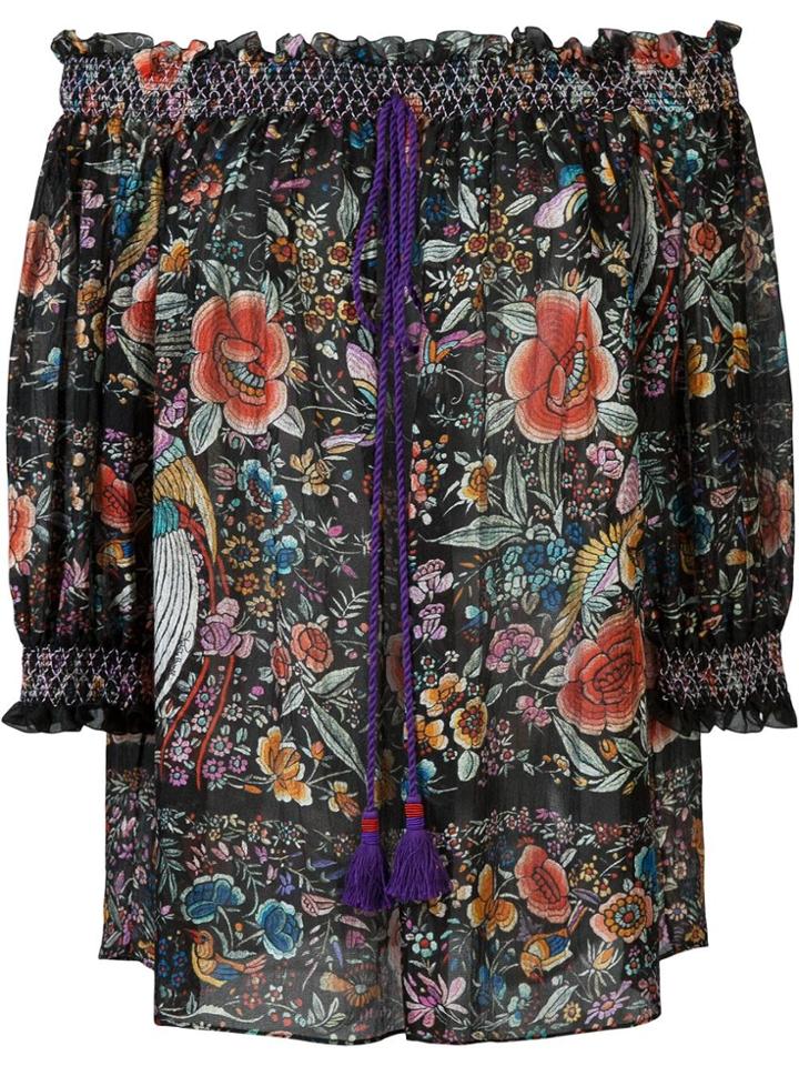 Roberto Cavalli Floral Print Off-shoulder Blouse - Black