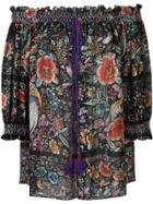 Roberto Cavalli Floral Print Off-shoulder Blouse - Black