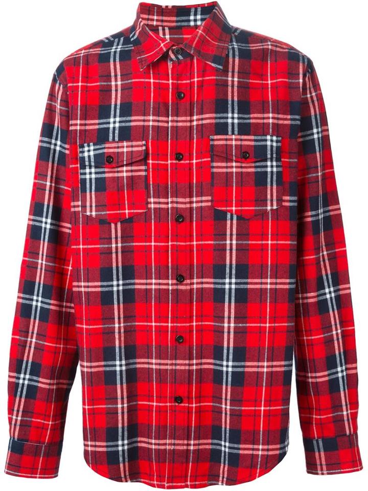 Les (art)ists Tartan 'tisci 74' Print Shirt, Men's, Size: Medium, Red, Cotton