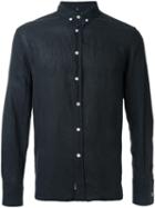 Venroy Buttoned Collar Shirt, Men's, Size: Large, Black, Linen/flax