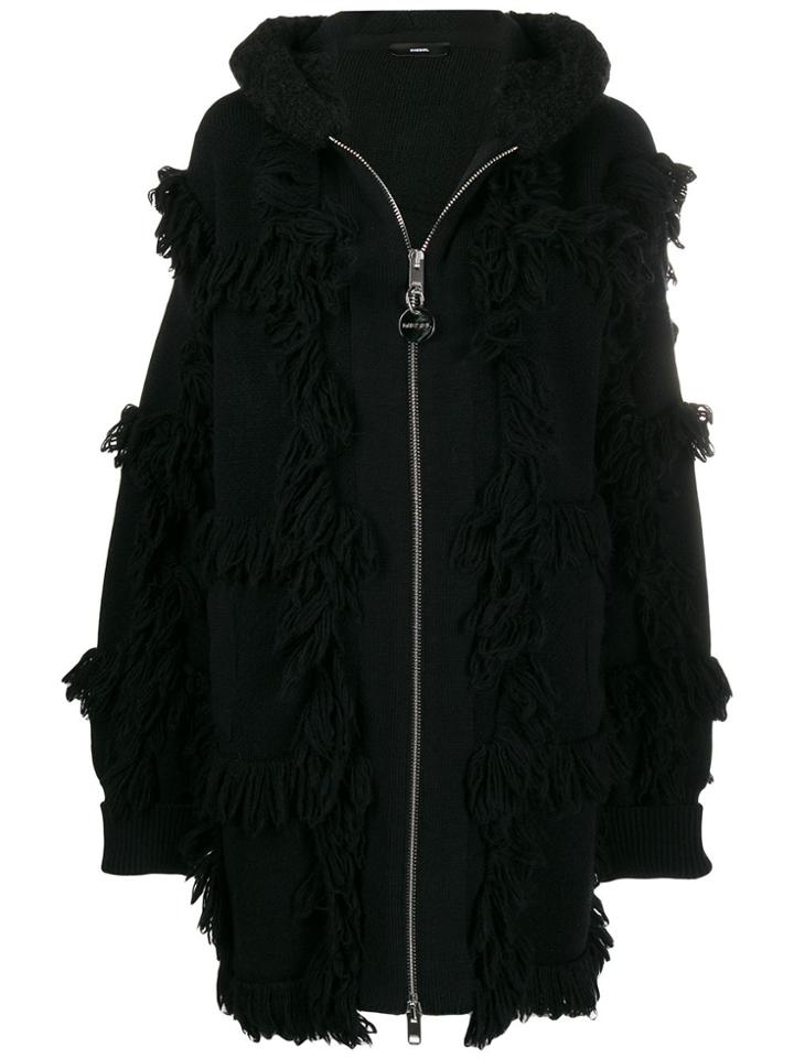 Diesel Fringed Zip-up Jacket - Black