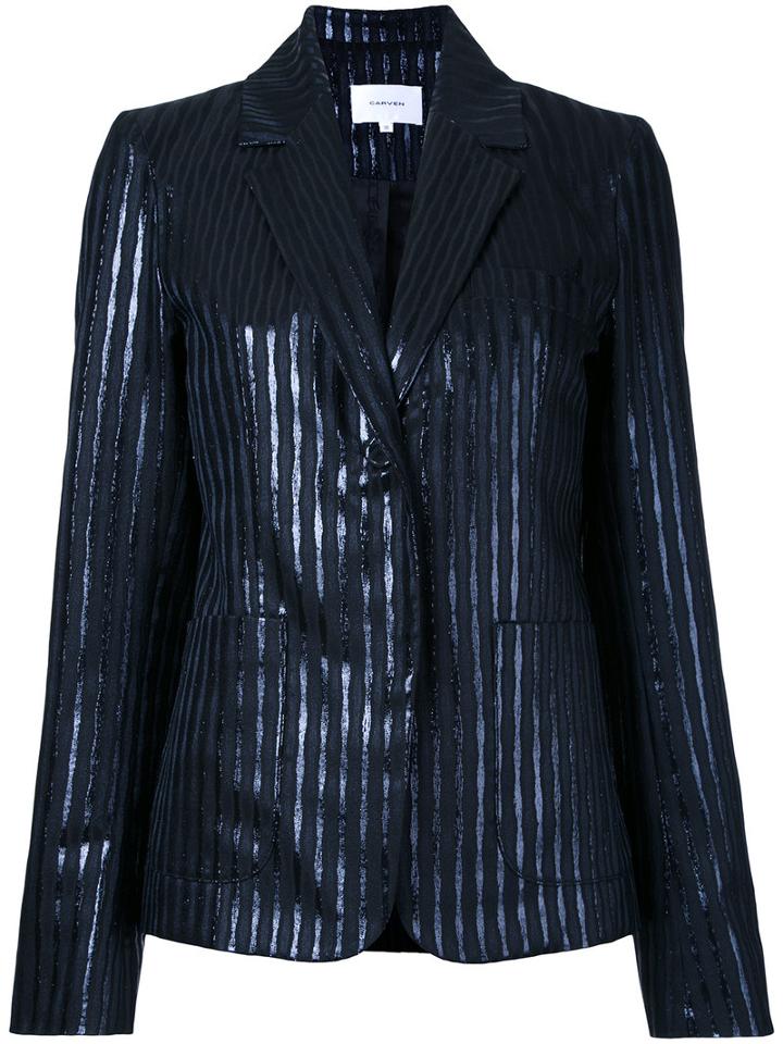 Carven Striped Blazer, Women's, Size: 42, Black, Polyester/metallized Polyester