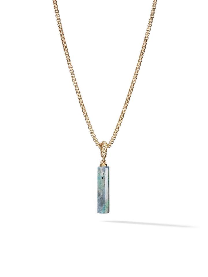 David Yurman 18kt Yellow Gold Amulets Labradorite Barrel Pendant -