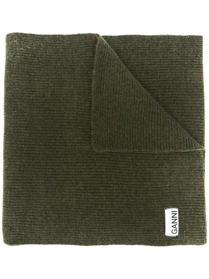 Ganni Ribbed Winter Scarf - Green